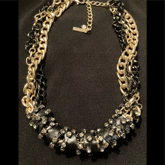 Amazing genuine leather and rhinestone necklace - Picture 4 of 4